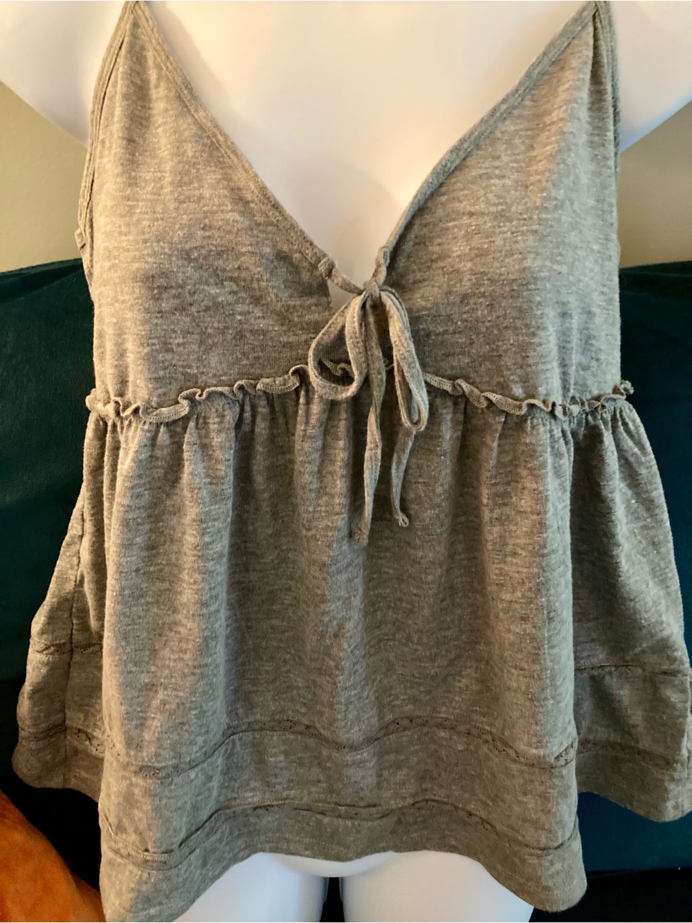 Hollister Heather Gray Tie-Front Tank